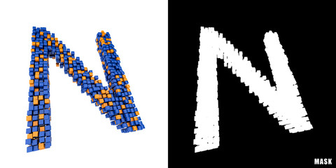 Litera N 3D sześciany kwadraty klocki piksele  © vempireart