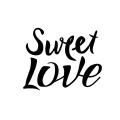 Obraz premium Letters calligraphy, sweet love, hand drawing