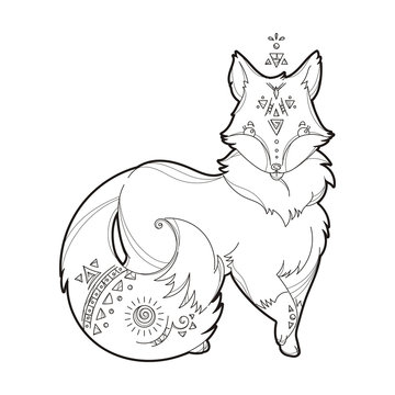 Vector image of a cute fox design isolated on a white background