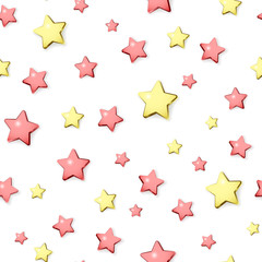 Red and golden stars seamless pattern