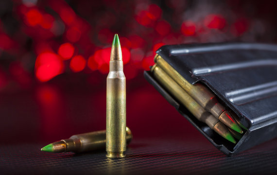 Green tipped AR-15 cartridges and magazines
