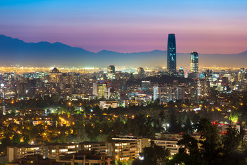 Fototapeta na wymiar Panoramic view of Santiago de Chile with the wealthy Las Condes and Vitacura districts
