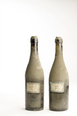 two bottles of old italian wine chianti dusty