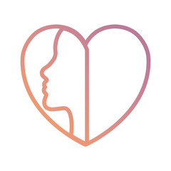 heart with woman silhouette