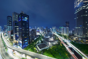 Fototapeta premium Kuningan CBD in Jakarta at night scene