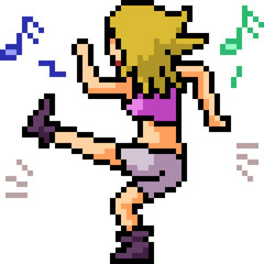 vector pixel art woman dance