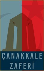 vector illustration. background turkish national holiday of March 18, 1915 the day the Ottomans victory Canakkale Victory Monument .translation: victory of Canakkale happy holiday March 18 1915