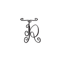 Handwritten monogram TR icon