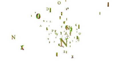 Rotation around a cluster of letters. design element. seamless loop.