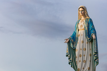 The Blessed Virgin Mary in front of the Roman Catholic Diocese, public place in Chanthaburi,  Thailand.