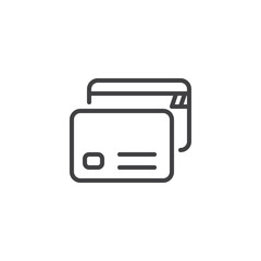 Fototapeta premium Credit cards line icon, outline vector sign, linear style pictogram isolated on white. Payment method symbol, logo illustration. Editable stroke