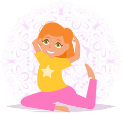 Child yoga. Vector. Cartoon