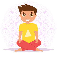 Child yoga. Vector. Cartoon
