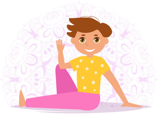 Child yoga. Vector. Cartoon