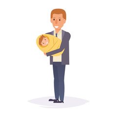 Father and baby. Vector. Cartoon.