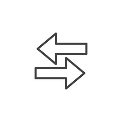 Arrow left right line icon, outline vector sign, linear style pictogram isolated on white. Exchange symbol, logo illustration. Editable stroke