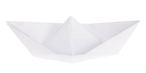 light paper origami ship isolated on white