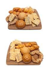 baked goods on white background