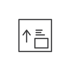 Package box with side up handling label line icon, outline vector sign, linear style pictogram isolated on white. Symbol, logo illustration. Editable stroke