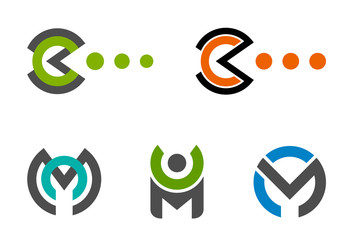 Letter logo set M C W on a white background