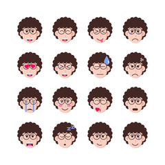nerd boy glasses frizzy emoticon