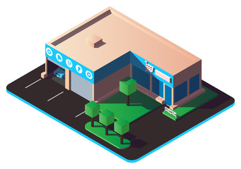 Fototapeta premium Isometric car service building isolated