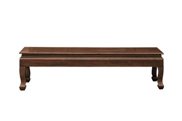 Low wooden table isolated.