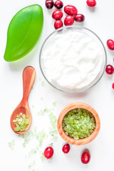 organic cosmetics with extracts of berries white background top 