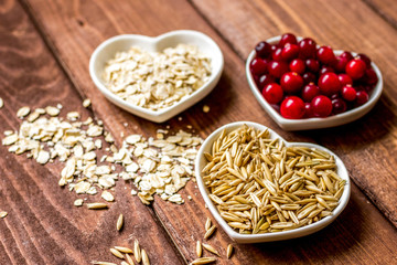 concept healthy for heart food on wooden background