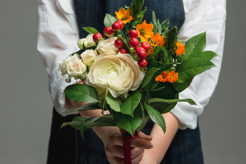 Woman holding a gorgeous bouquet
