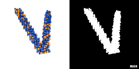 Litera V 3D sześciany kwadraty klocki piksele  © vempireart