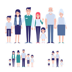 Vector family set. Big family together info graphics elements. Flat cartoon design illustration.