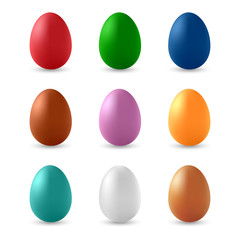 Vector set of single-color Easter eggs. Isolated on white background.