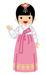 Korean Toddler Girl Wearing Traditional clothing, Front view