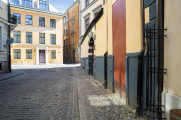 Empty streets of Riga old town.