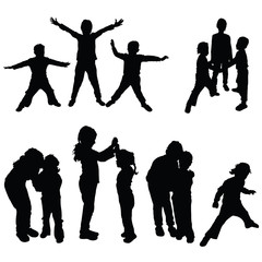 children black silhouette in various poses