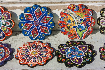 Turkish traditional ceramics - trivets in Istanbul, Turkey.