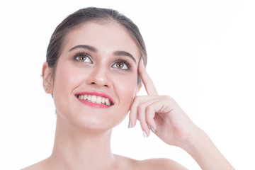 Portrait of Young woman on white background