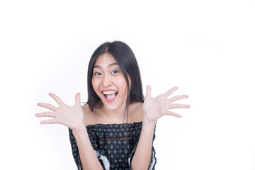 Obraz premium Portrait of Young woman on white background