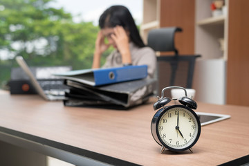 Business woman tired ofter over worked have meeting next