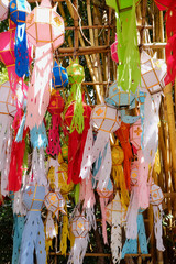 Colorful Flag of Tung Lanna Lamps in Northern of Thailand