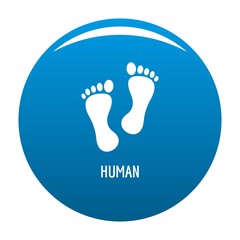 Human step icon vector blue circle isolated on white background 