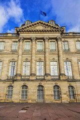Palais Rohan (Rohan Palace, 1742) in Strasbourg - major architectural, historical and cultural landmark in city. Palais Rohan is former residence of prince-bishops and cardinals. Alsace, France.