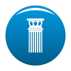 Ancient column icon vector blue circle isolated on white background 