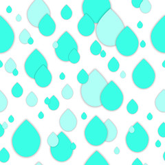 Seamless 3d pattern in trendy paper art style. Paper water drops collage background. Geometric design for banner, cover, brochure, template.  World Water Day - 22 march.  No visible mesh  borders
