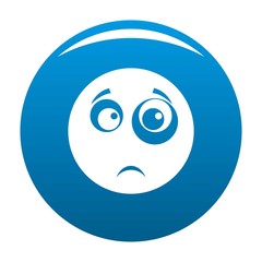 Smile icon vector blue circle isolated on white background 