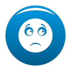 Sad smile icon vector blue circle isolated on white background 