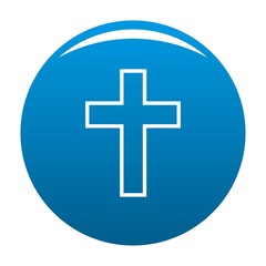 Catholic cross icon vector blue circle isolated on white background 