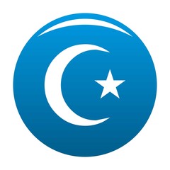 Islamic crescent moon icon vector blue circle isolated on white background 