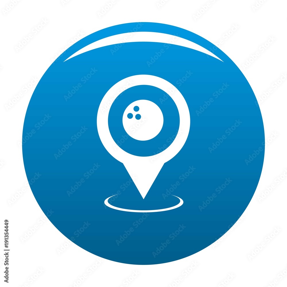 Poster bowling map pointer icon vector blue circle isolated on white background